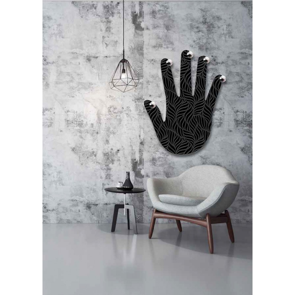 Модерна стенна закачалка за дрехи, MANO PETALI BLACK&BLACK от Pintdecor 