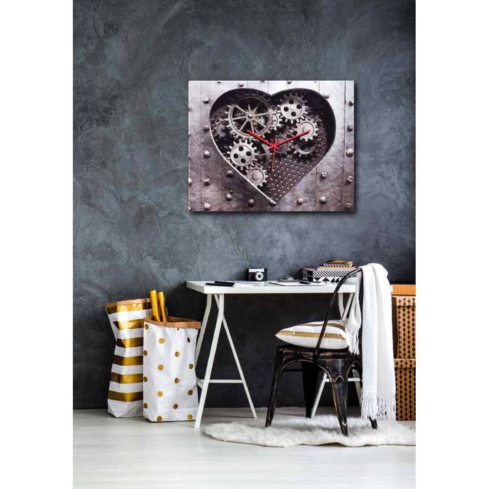 Дизайнерски стенен принт часовник, CUORE MECCANICO от Pintdecor
