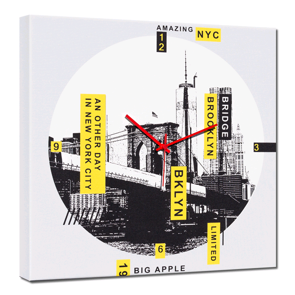 Дизайнерски стенен принт часовник, BIG APPLE от Pintdecor