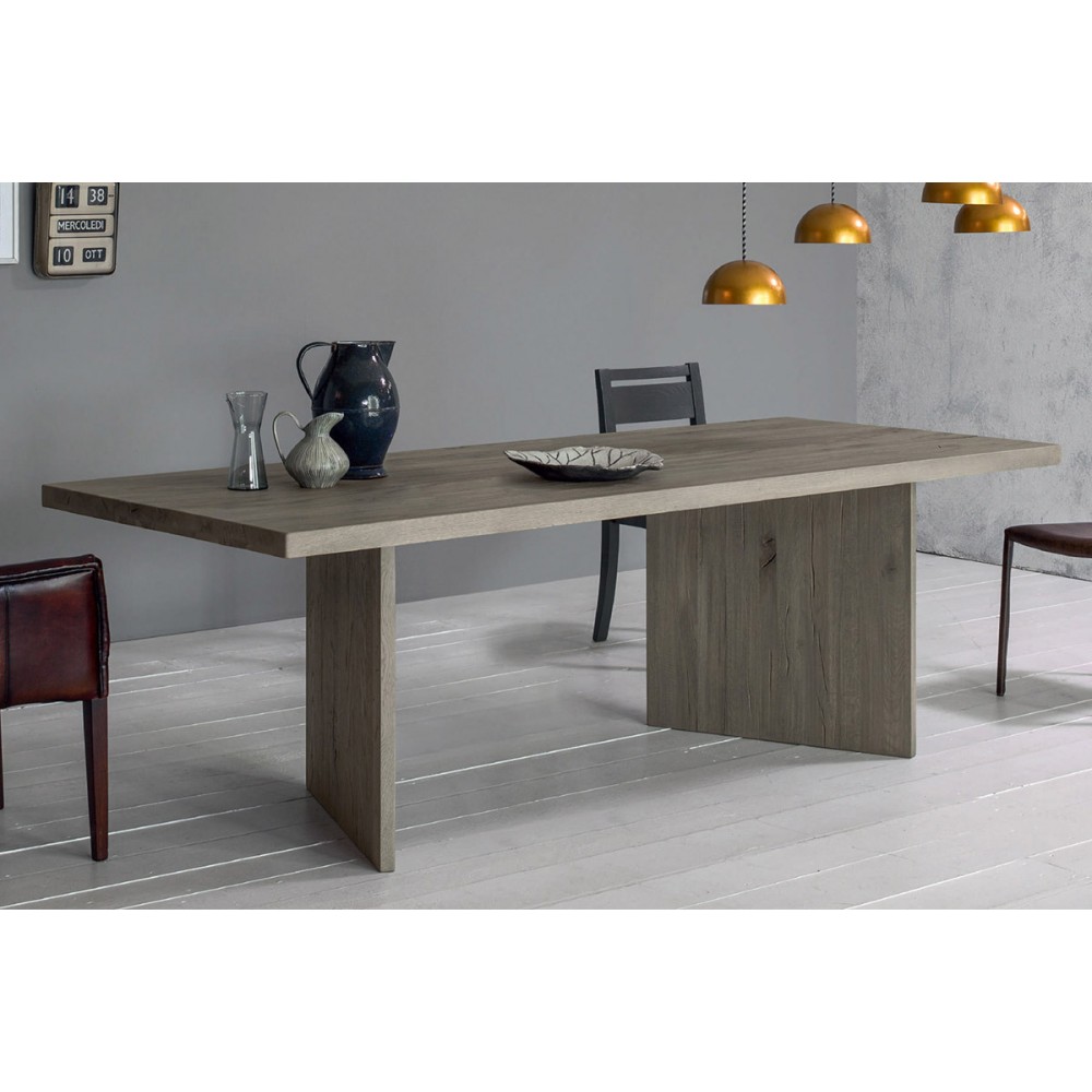 WOOD - Масивна маса за трапезария с метална основа